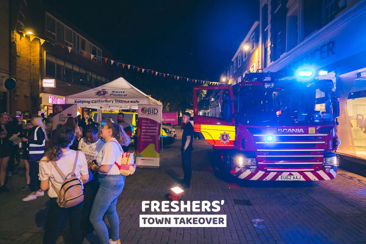 Freshers Town Takeover street event with Kent Police and Canterbury BID